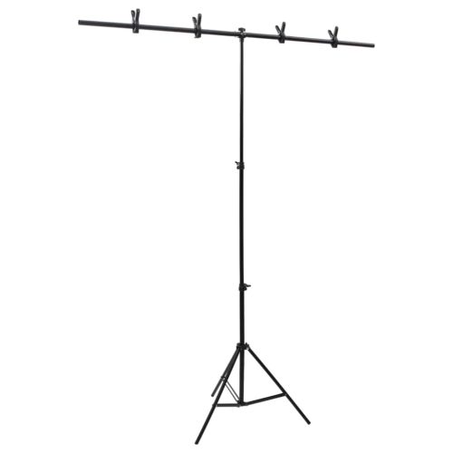 vidaXL fekete háttér állvány T-alakú 151x60x(70-200) cm