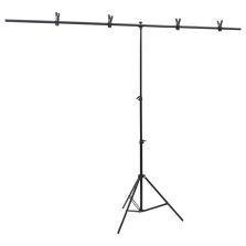vidaXL fekete háttér állvány T-alakú 201x60x(70-200) cm