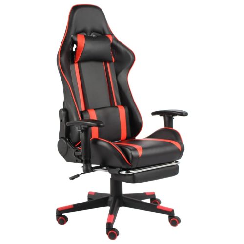 vidaXL piros PVC forgó gamer szék lábtartóval