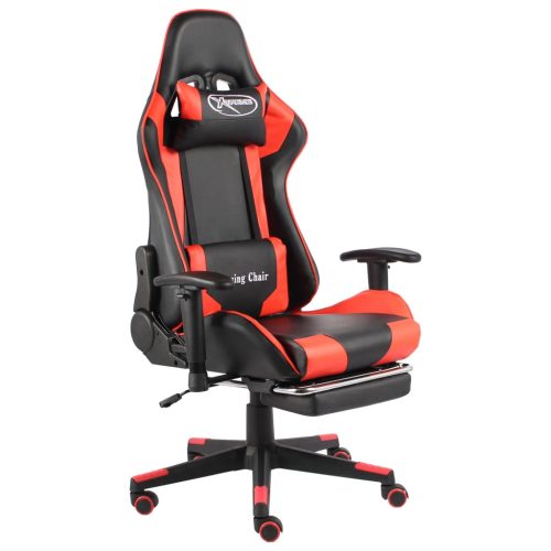 vidaXL piros PVC forgó gamer szék lábtartóval