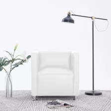 vidaXL fehér műbőr kocka alakú fotel