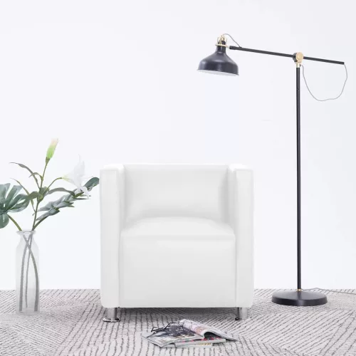 vidaXL fehér műbőr kocka alakú fotel