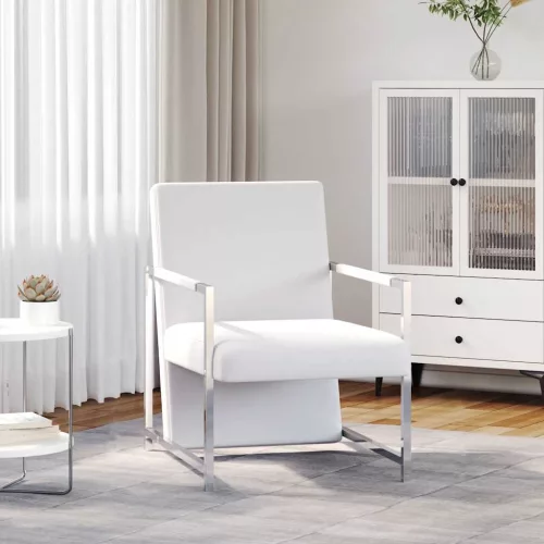 vidaXL fehér krómlábas műbőr karosszék