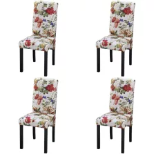 vidaXL 4 db többszínű szövet étkezőszék