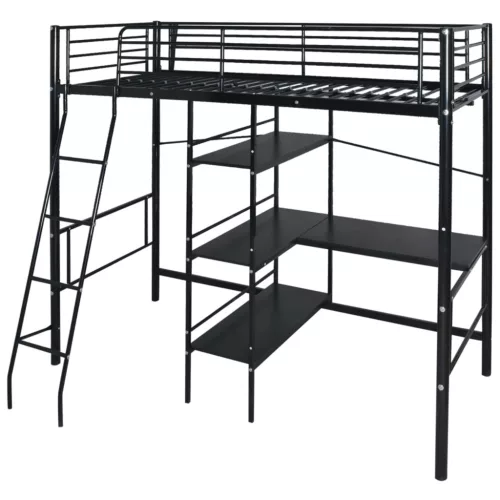 vidaXL Ágy matracmal Fekete 200 x 90 cm Fém