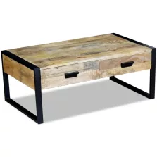   vidaXL 100x60x40 cm tömör mangófa dohányzóasztal 2 fiókkal