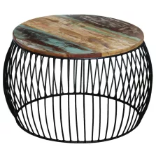   vidaXL kerek tömör újrahasznosított fa dohányzóasztal 68 x 37 cm