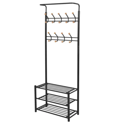 vidaXL Fekete ruhaállvány cipőtárolóval 68x32x182,5 cm