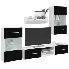   vidaXL 5 részes fali TV állvány szett fekete LED világítással