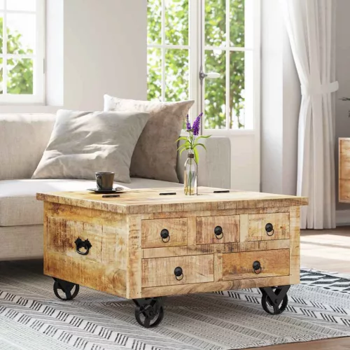 vidaXL nyers mangófa dohányzóasztal 70 x 70 x 40 cm