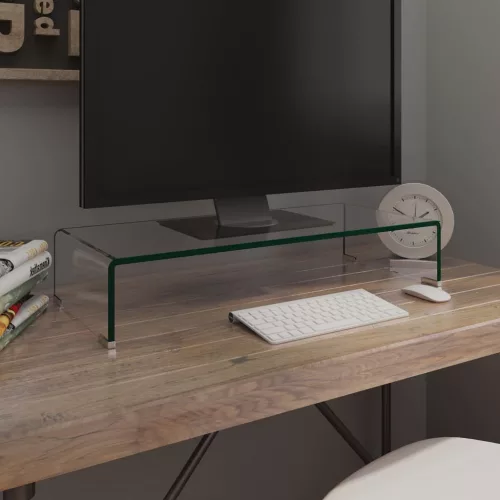 vidaXL Átlátszó üveg TV/monitor állvány 70x30x13 cm