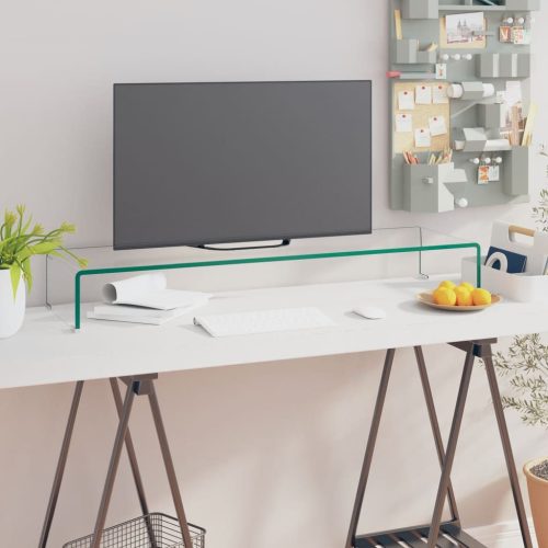 vidaXL Átlátszó üveg TV/monitor állvány 100x30x13 cm