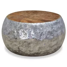   vidaXL alumínium és tíkfa dohányzóasztal 60 x 60 x 30 cm