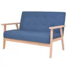 vidaXL 2 személyes kék szövet kanapé