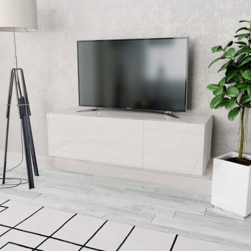 vidaXL fehér magasfényű faforgácslap TV szekrény 120 x 40 x 34 cm