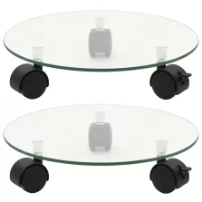   vidaXL 2 db kerek görgős virágalátét edzett üvegből, 28 cm átmérőjű