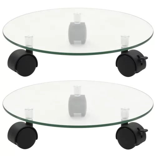 vidaXL 2 db kerek görgős virágalátét edzett üvegből, 28 cm átmérőjű