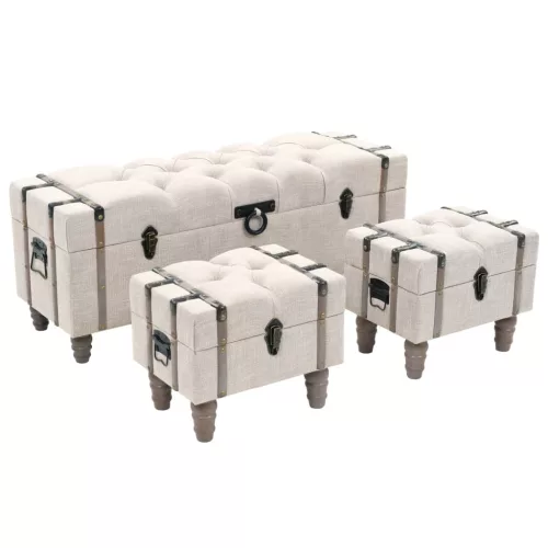 vidaXL 3 db tömör fa és acél tárolópad 112 x 37 x 45 cm