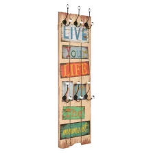   vidaXL falra szerelhető fogas 6 akasztóval 120 x 40 cm „LIVE LIFE”