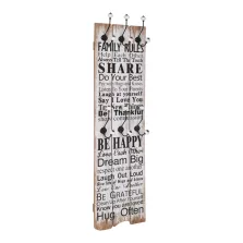   vidaXL falra szerelhető fogas 6 akasztóval 120 x 40 cm „FAMILY RULES”