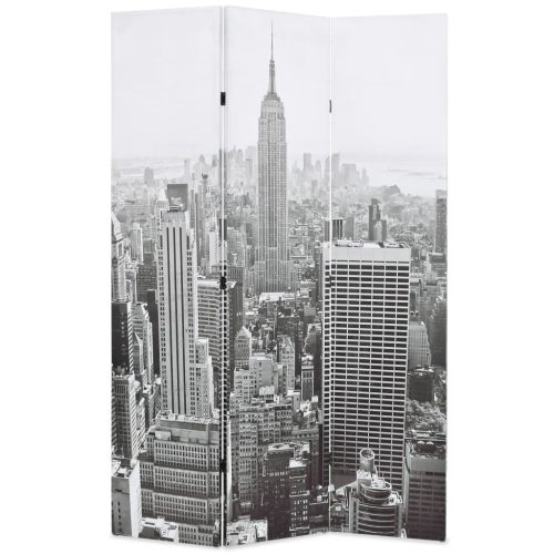 vidaXL fekete-fehér New York mintás paraván 120 x 170 cm