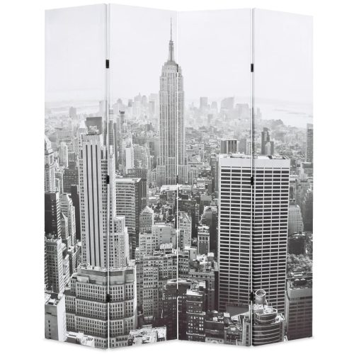 vidaXL fekete-fehér New York mintás paraván 160 x 170 cm