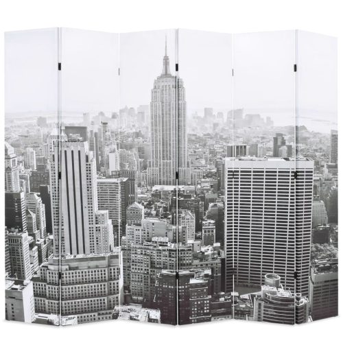 vidaXL fekete-fehér New York mintás paraván 228 x 170 cm