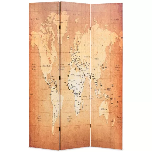 vidaXL sárga világtérkép mintás paraván 120 x 170 cm