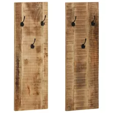   vidaXL 2 db falra szerelhető tömör mangófa fogas 36 x 110 x 3 cm