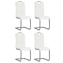 vidaXL 4 db fehér műbőr szánkótalpas étkezőszék