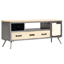   vidaXL tömör mangófa és acél TV-szekrény 120 x 30 x 45 cm
