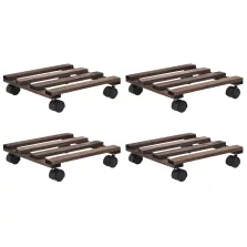  vidaXL 4 db görgős virágalátét cédrusfából 25 x 25 cm