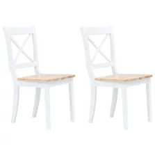   vidaXL 2 db fehér és natúr színű tömör gumifa étkezőszék