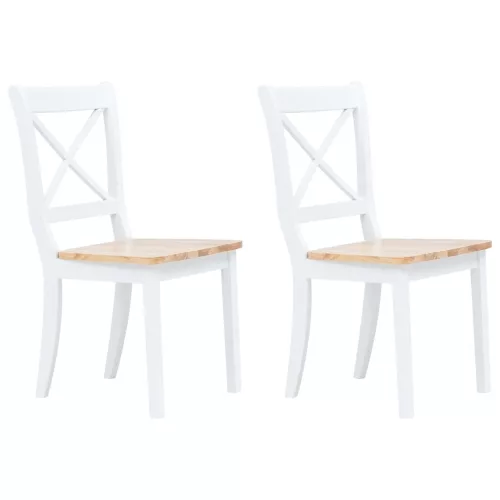 vidaXL 2 db fehér és natúr színű tömör gumifa étkezőszék