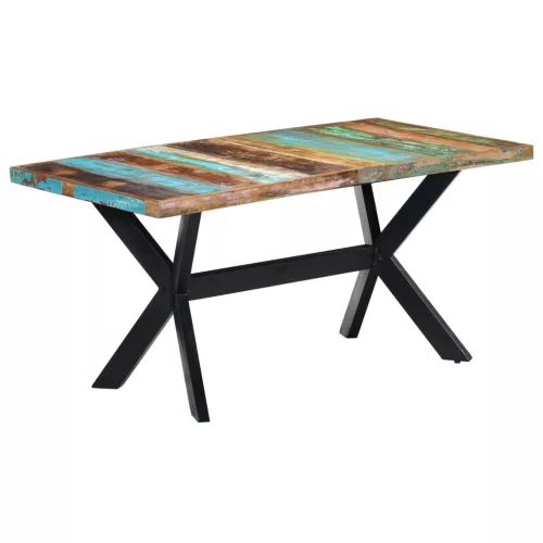vidaXL tömör újrahasznosított fa étkezőasztal 160 x 80 x 75 cm