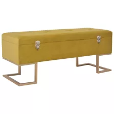 vidaXL mustársárga bársonypad tárolórekesszel 105 cm