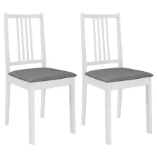 vidaXL 2 db fehér tömör fa étkezőszék párnával