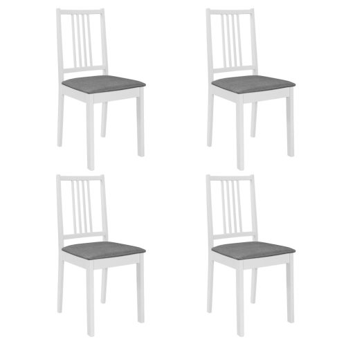 vidaXL 4 db fehér tömör fa étkezőszék párnával