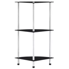 vidaXL 3 szintes fekete edzett üveg polc 30 x 30 x 67 cm