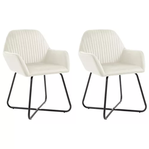 vidaXL 2 db krémszínű bársony étkezőszék