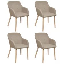 vidaXL 4 db bézs szövet és tömör tölgyfa étkezőszék