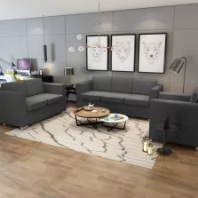 vidaXL 3 részes sötétszürke szövet ülőgarnitúra