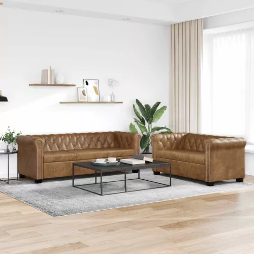 vidaXL barna 2 személyes és 3 személyes Chesterfield ülőgarnitúra
