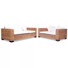 vidaXL 15 részes természetes rattan kanapészett