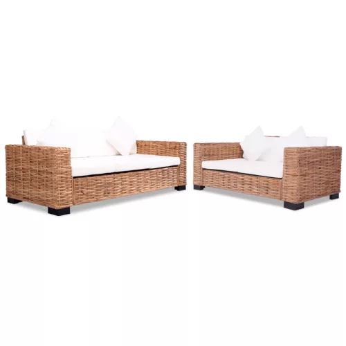 vidaXL 15 részes természetes rattan kanapészett