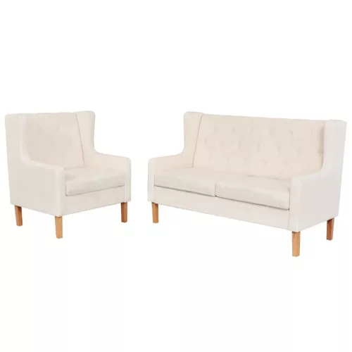 vidaXL 2 részes krémfehér szövet ülőgarnitúra