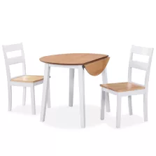 vidaXL 3 részes fehér MDF és gumifa étkezőgarnitúra