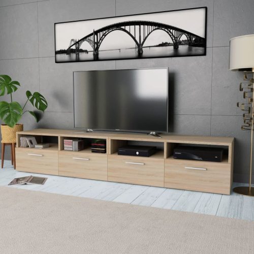 vidaXL 2 db tölgyfa színű faforgácslap TV szekrény 95 x 35 x 36 cm