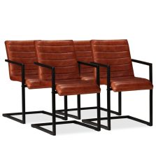 vidaXL 4 db barna valódi bőr étkezőszék