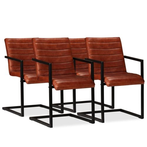 vidaXL 4 db barna valódi bőr étkezőszék